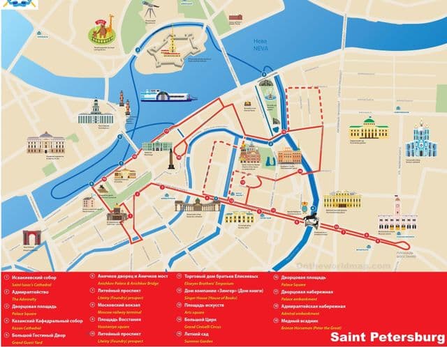 St Petersburg walking tours map