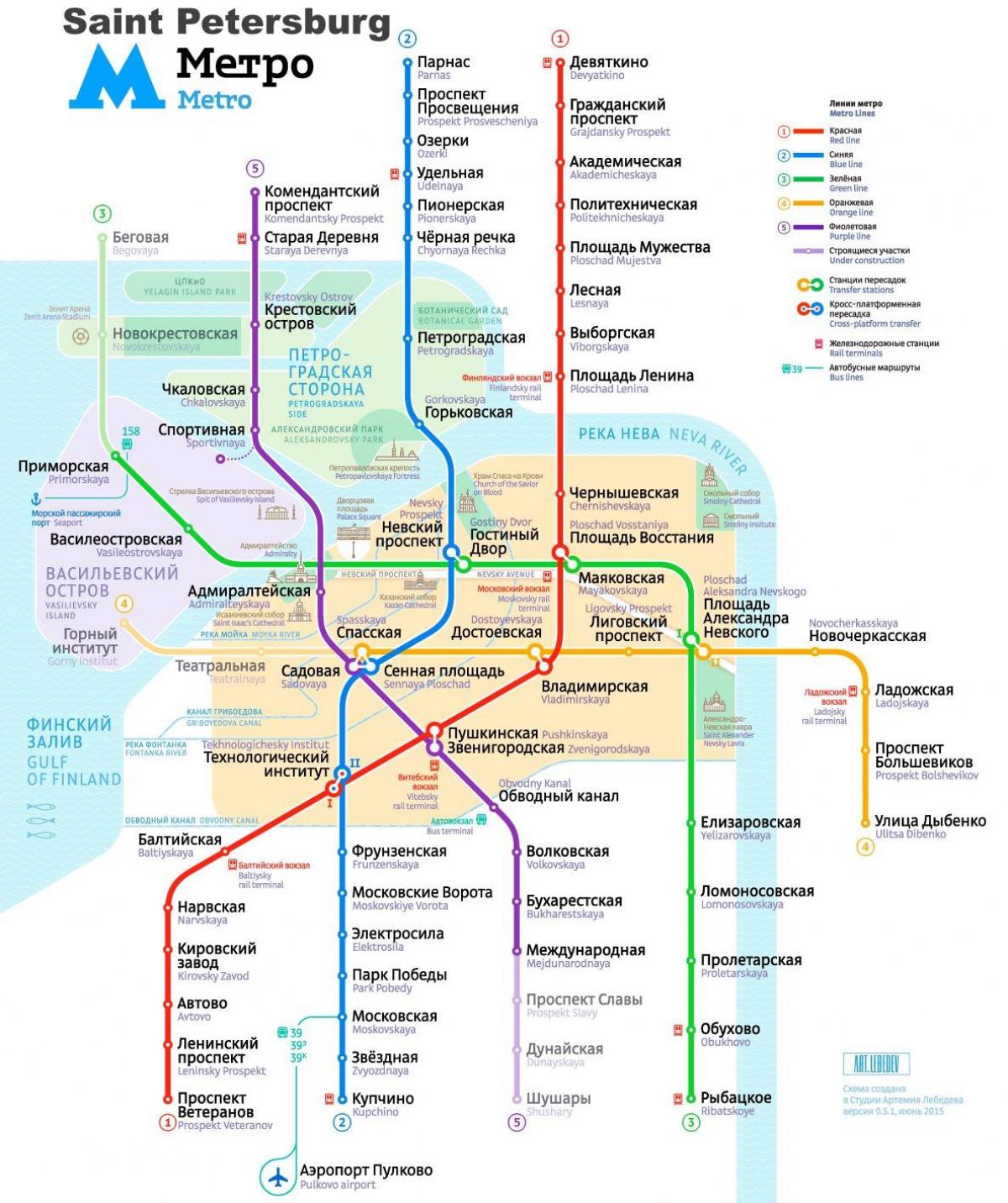 St Petersburg subway station map