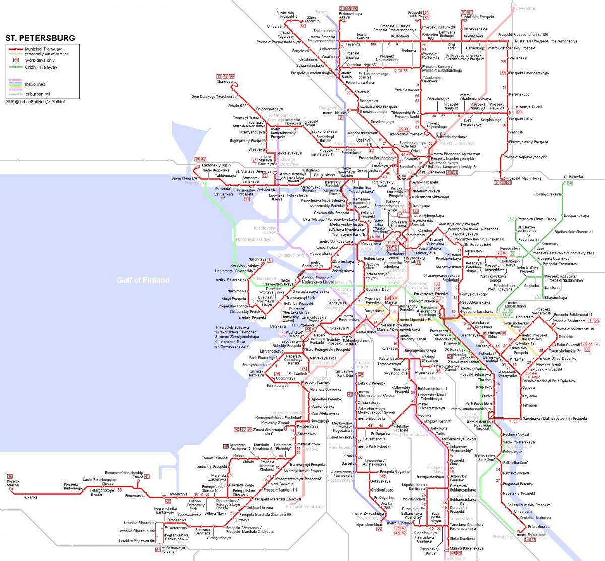 St Petersburg tram stations map